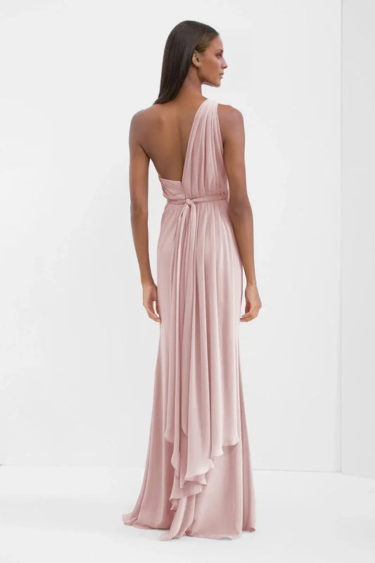 Dusty Pink Mermaid One-Shoulder High Slit Floor-Length Wedding Dress - Yihuiw by Yihuiw
