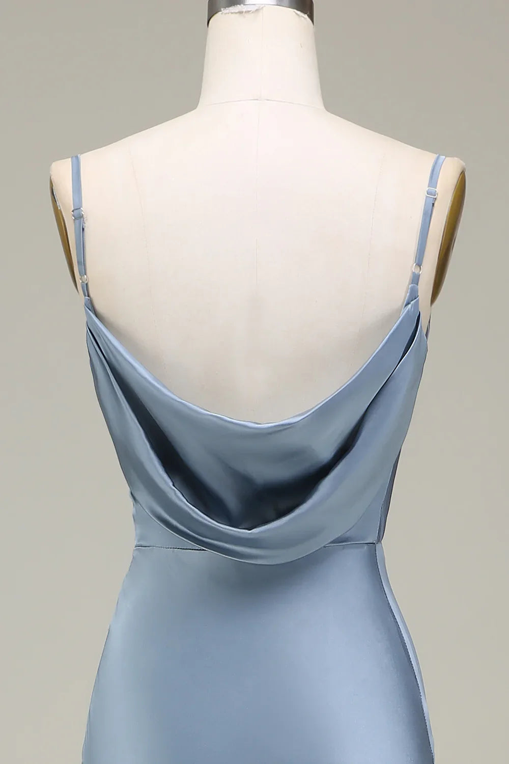 Blue Sheath Spaghetti Strap Satin Wedding Dress - Yihuiw by Yihuiw