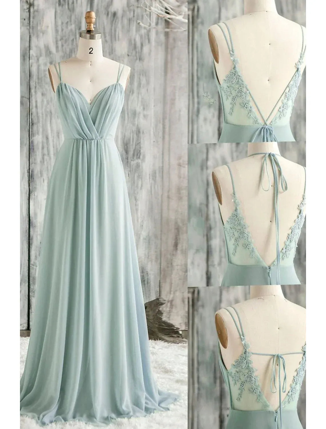 Spaghetti Strap Chiffon Wedding Dress - Yihuiw by Yihuiw