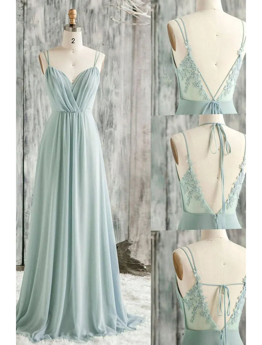 Spaghetti Strap Chiffon Wedding Dress - Yihuiw by Yihuiw