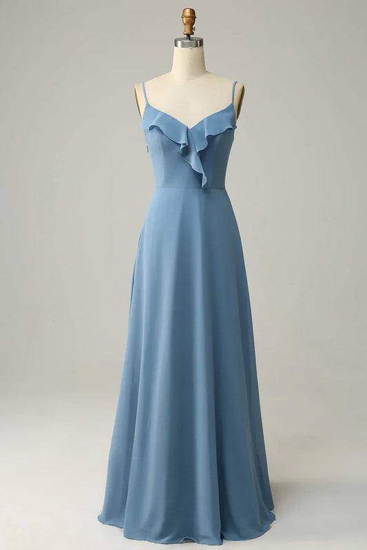 Spaghetti Strap Chiffon Ruffled Wedding Dress - Yihuiw by Yihuiw