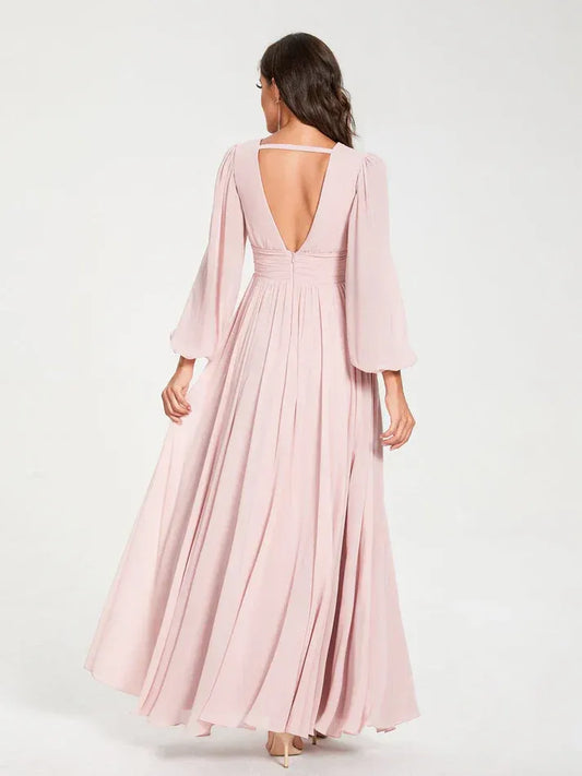 High Neck Chiffon High Slit Wedding Dress - Yihuiw by Yihuiw