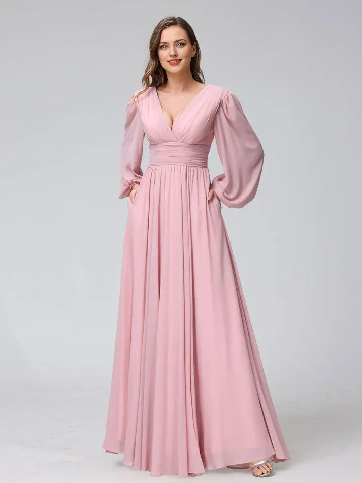 High Neck Chiffon High Slit Wedding Dress - Yihuiw by Yihuiw