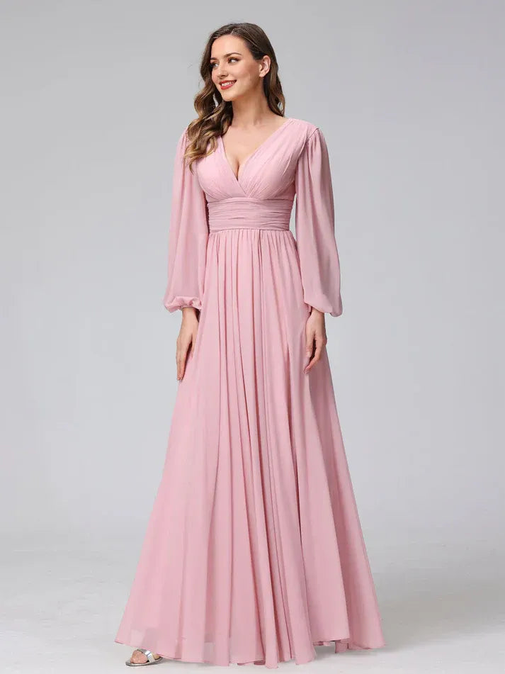 High Neck Chiffon High Slit Wedding Dress - Yihuiw by Yihuiw
