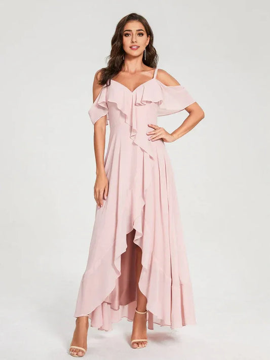 Chiffon Ruffled Wedding Dress - Yihuiw by Yihuiw