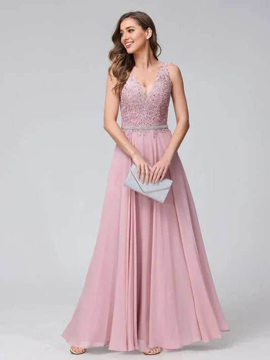 Chiffon Beaded Wedding Dress - Yihuiw by Yihuiw