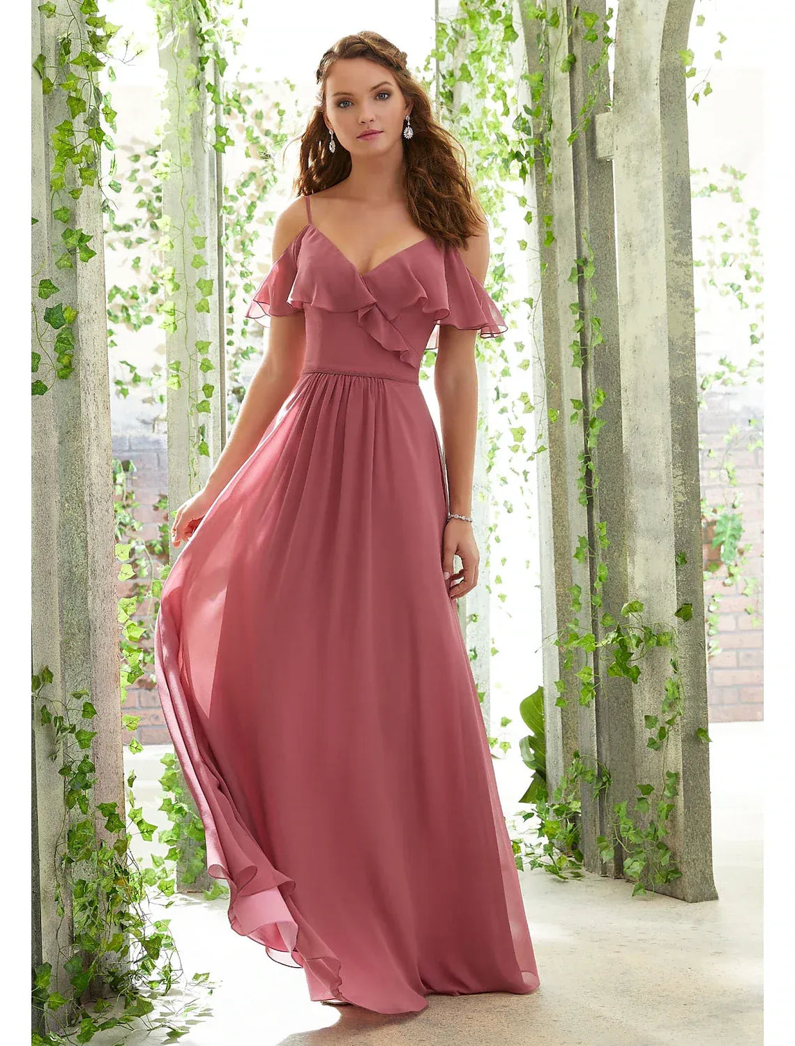 Spaghetti Strap Chiffon Ruffled Wedding Dress - Yihuiw by Yihuiw