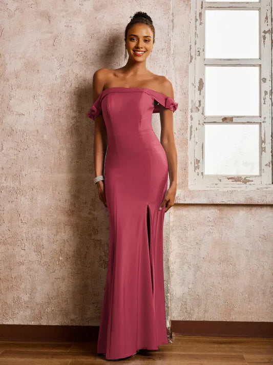 Mermaid Satin High Slit Wedding Dress - Yihuiw by Yihuiw