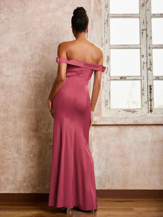 Mermaid Satin High Slit Wedding Dress - Yihuiw by Yihuiw