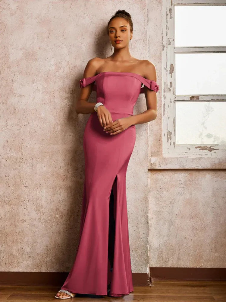 Mermaid Satin High Slit Wedding Dress - Yihuiw by Yihuiw