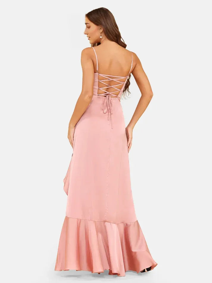 Mermaid Spaghetti Strap Satin Wedding Dress - Yihuiw by Yihuiw