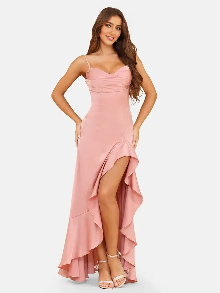 Mermaid Spaghetti Strap Satin Wedding Dress - Yihuiw by Yihuiw