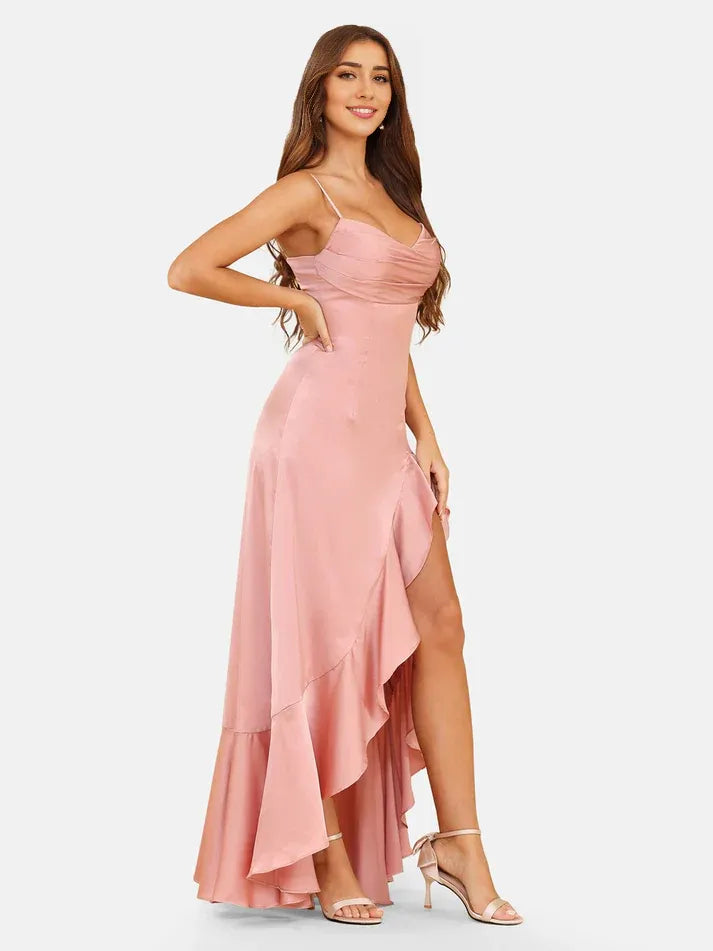 Mermaid Spaghetti Strap Satin Wedding Dress - Yihuiw by Yihuiw