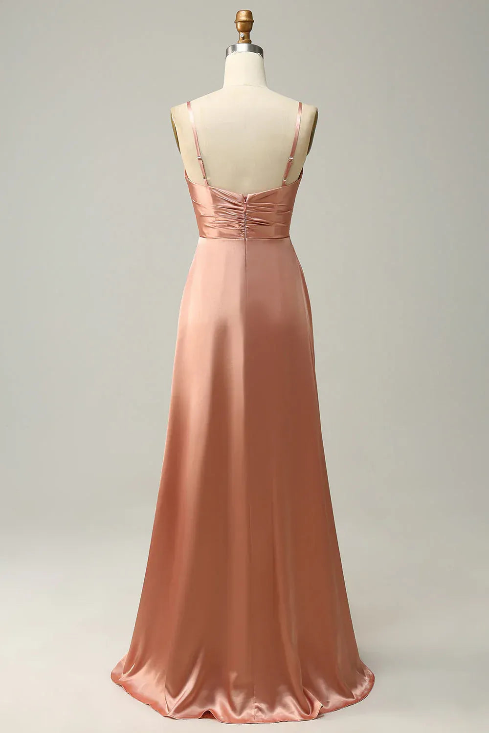 Spaghetti Strap Satin High Slit Wedding Dress - Yihuiw by Yihuiw