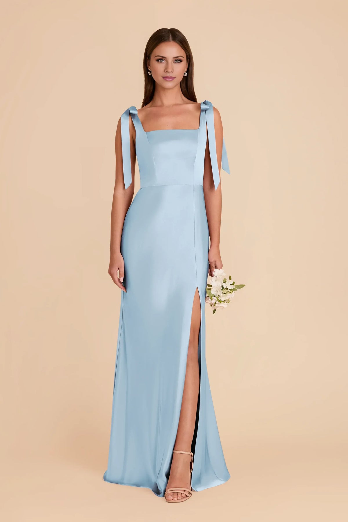 Mermaid Square Neck Satin High Slit Wedding Dress - Yihuiw by Yihuiw