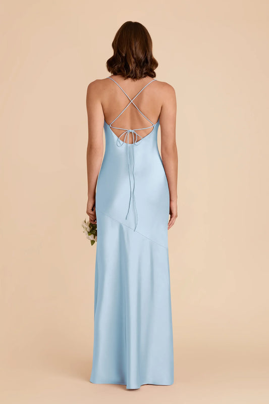 Mermaid Cowl Neck Satin High Slit Wedding Dress - Yihuiw by Yihuiw