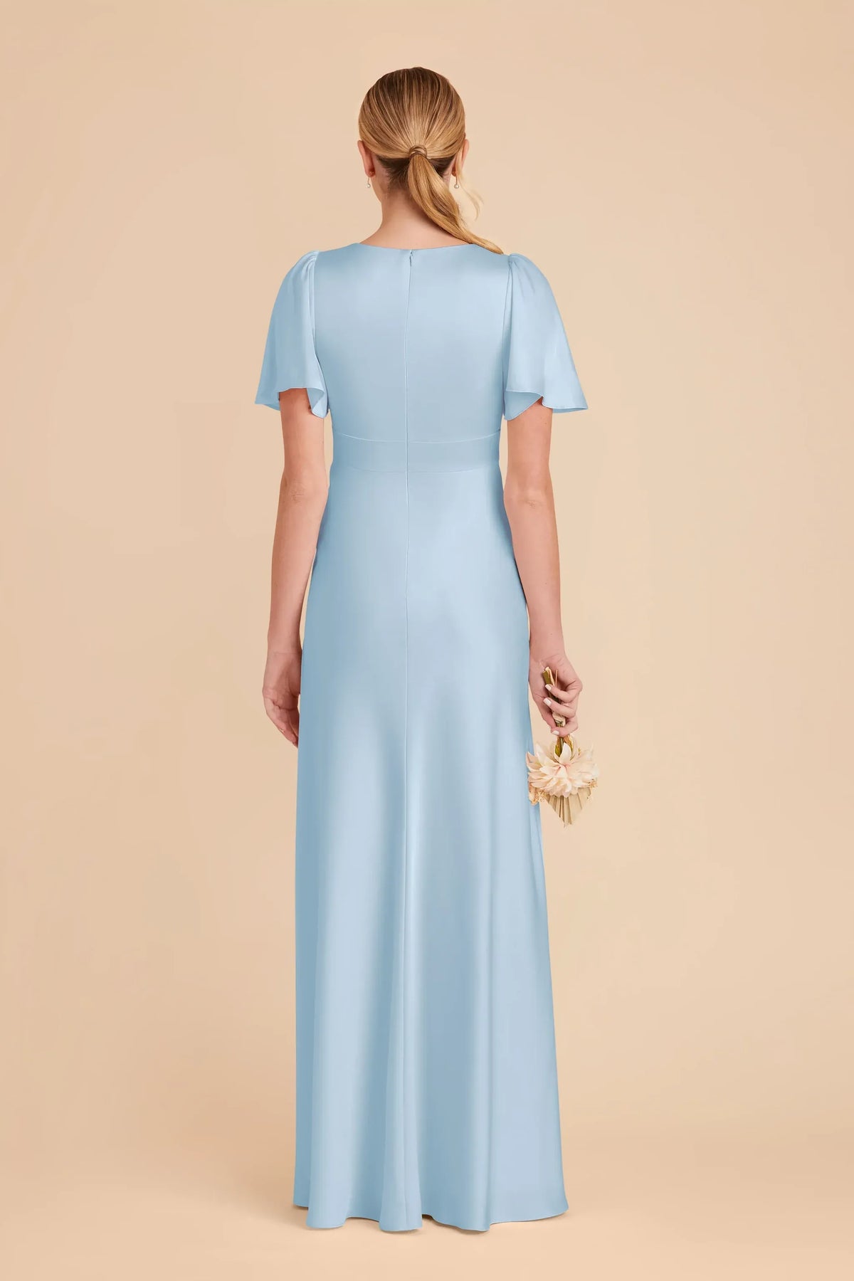 Empire Waist High Neck Satin High Slit Mini Wedding Dress - Yihuiw by Yihuiw