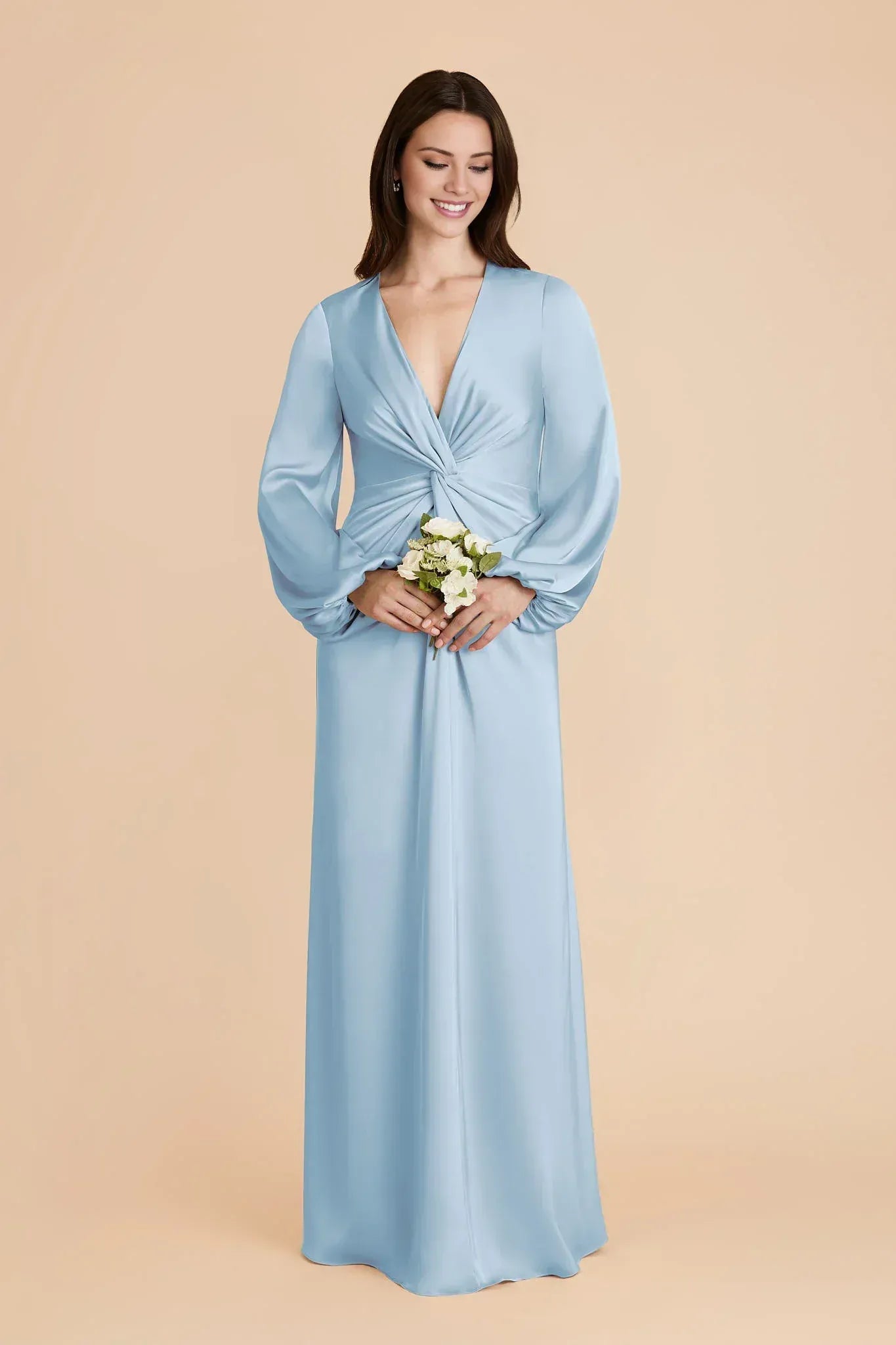 Sheath V-Neck Bishop Sleeve Floor-Length Wedding Dress - Yihuiw by Yihuiw