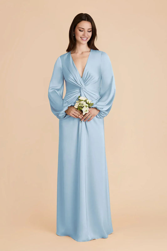 Sheath V-Neck Bishop Sleeve Floor-Length Wedding Dress - Yihuiw by Yihuiw