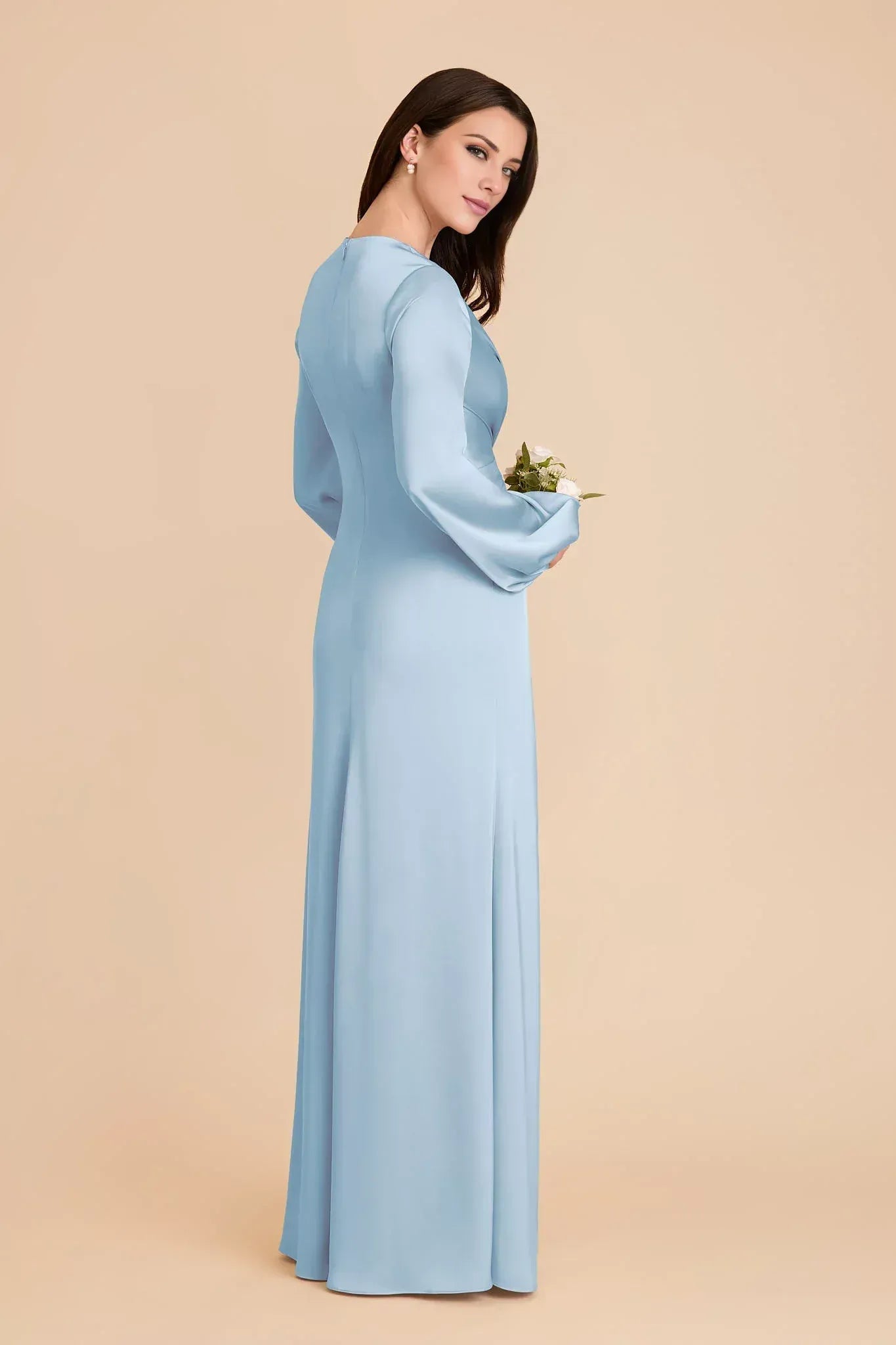 Sheath V-Neck Bishop Sleeve Floor-Length Wedding Dress - Yihuiw by Yihuiw