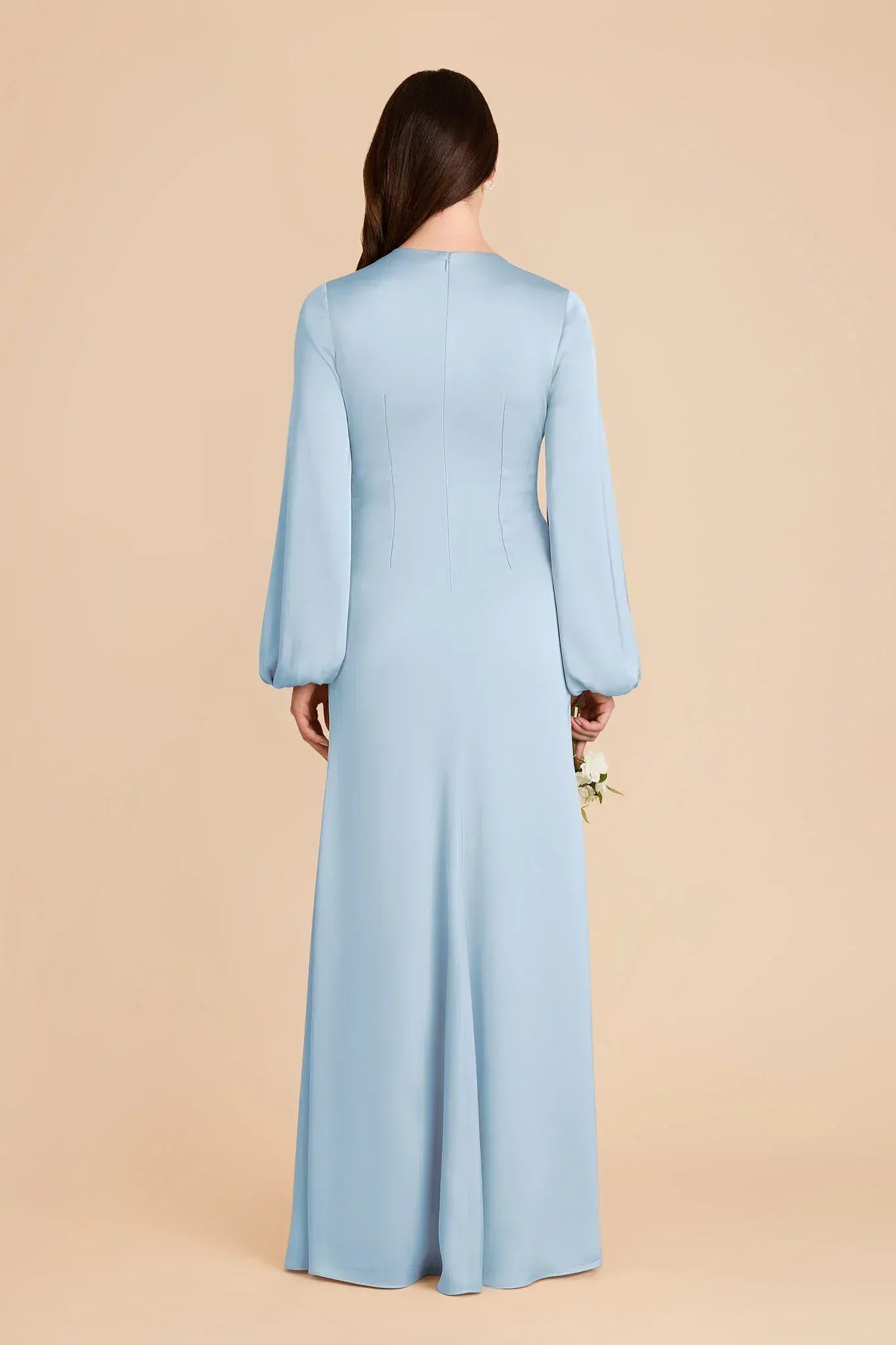 Sheath V-Neck Bishop Sleeve Floor-Length Wedding Dress - Yihuiw by Yihuiw