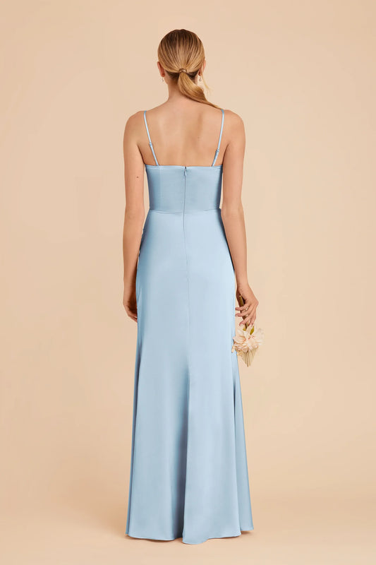 Mermaid Spaghetti Strap Satin High Slit Wedding Dress - Yihuiw by Yihuiw
