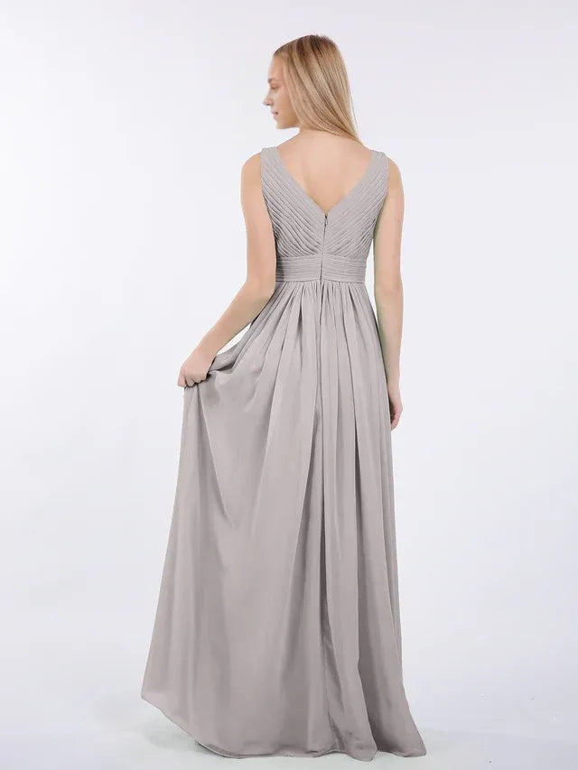 Empire Waist Chiffon Sleeveless Pleated Wedding Dress - Yihuiw by Yihuiw