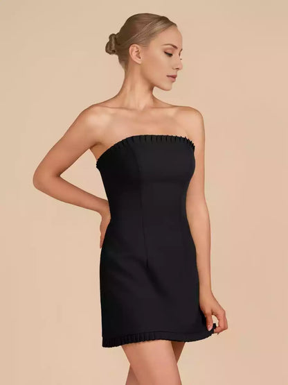 Vestidos de fiesta de satén suave, línea A, minivestido con hombros descubiertos, volantes en capas, sin mangas, con cordones en la espalda, fáciles de seducir