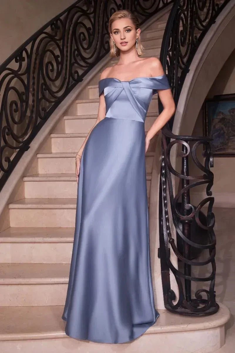 Elegant A-Line Off Shoulder Sleeveless Zipper Back Floor Length Prom Dress by YiHuiw
