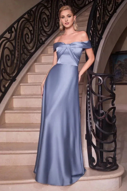 Elegant A-Line Off Shoulder Sleeveless Zipper Back Floor Length Prom Dress by YiHuiw