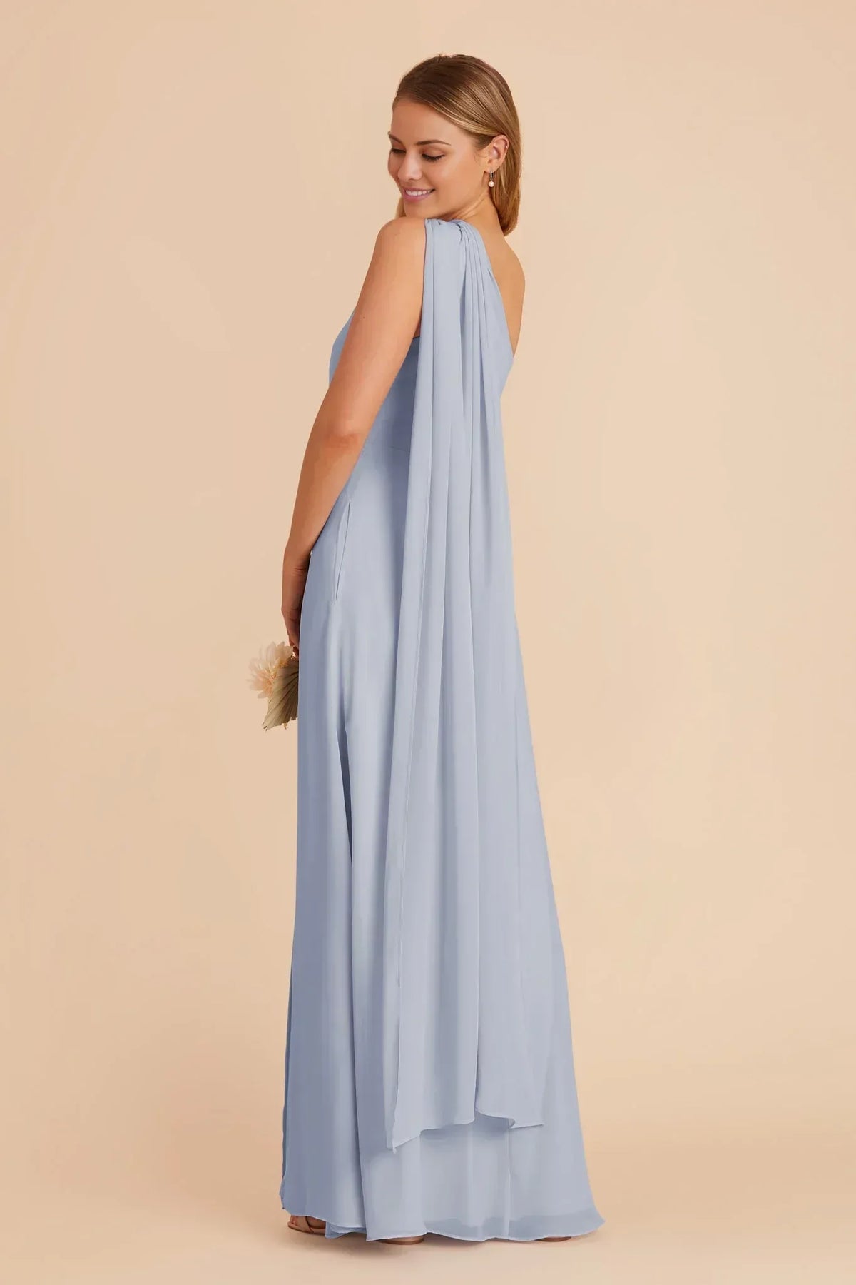 A-Line One-Shoulder Open Back Floor-Length Wedding Dress - Yihuiw by Yihuiw