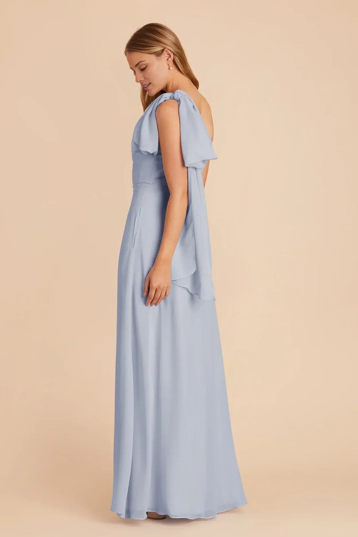 A-Line One-Shoulder Open Back Floor-Length Wedding Dress - Yihuiw by Yihuiw