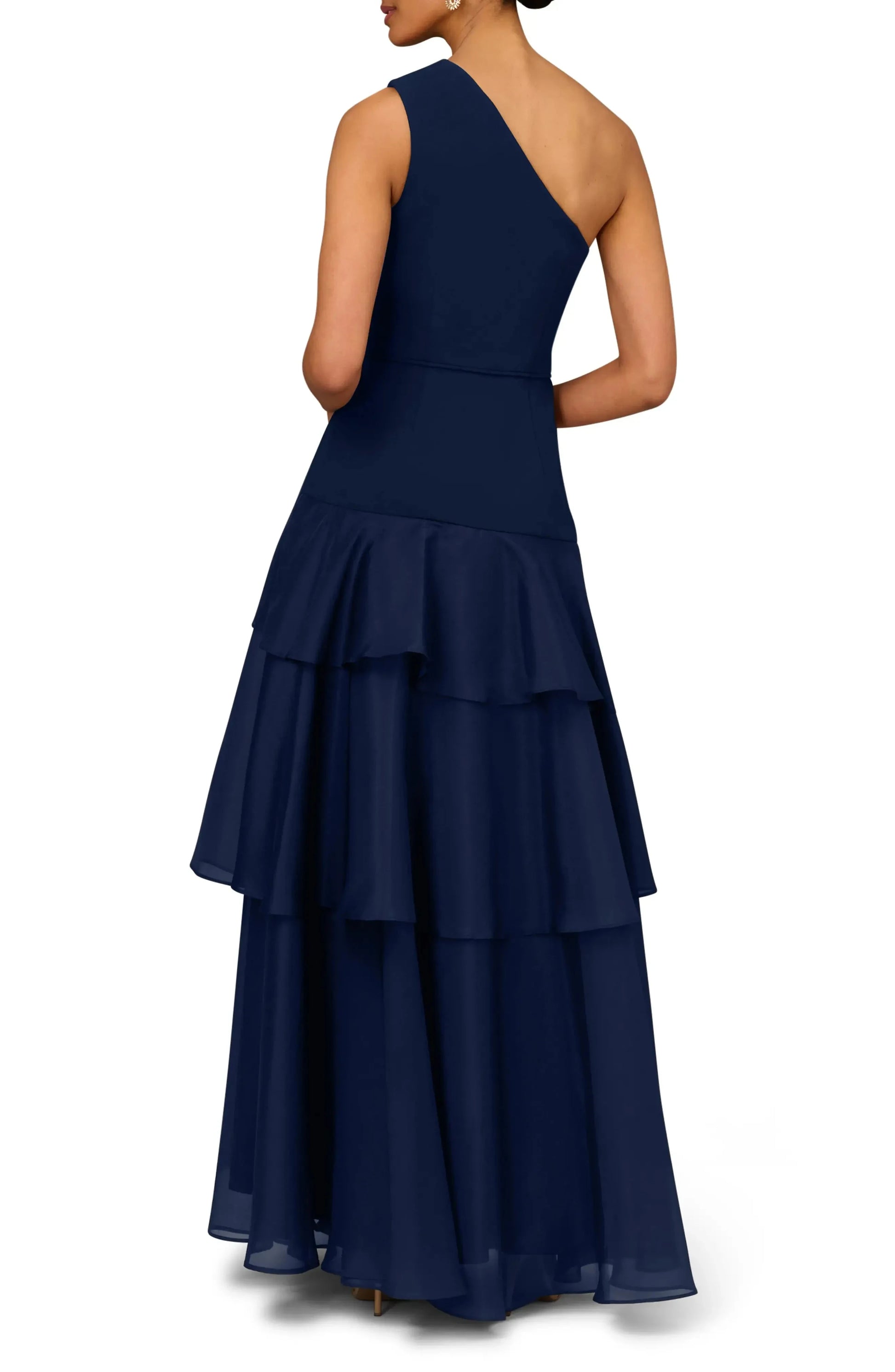 Elegant A Line One Shoulder Sleeveless Tiered Ruffle Maxi Hot Sale Evening Dress by YiHuiw