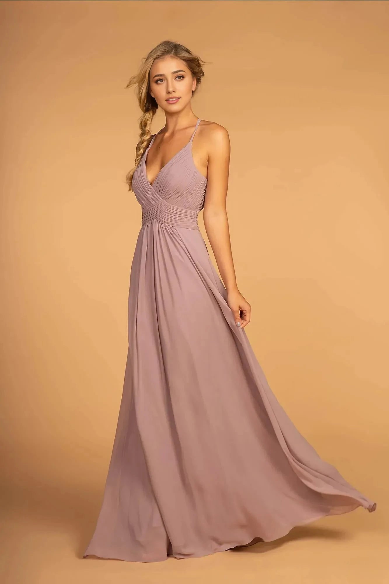 Elegant A-Line Plunging V Neck Spaghetti Strap Cutout Back Floor Length Prom Dress by YiHuiw