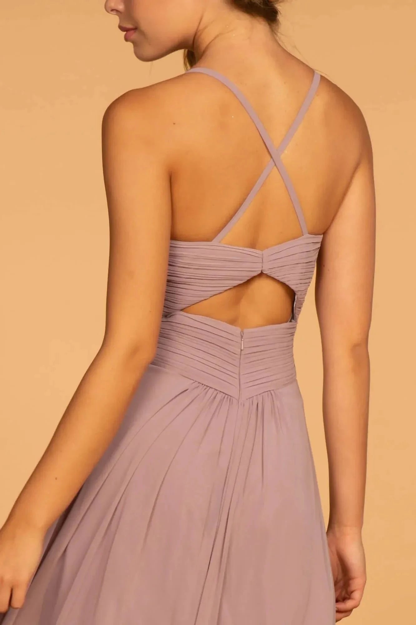 Elegant A-Line Plunging V Neck Spaghetti Strap Cutout Back Floor Length Prom Dress by YiHuiw