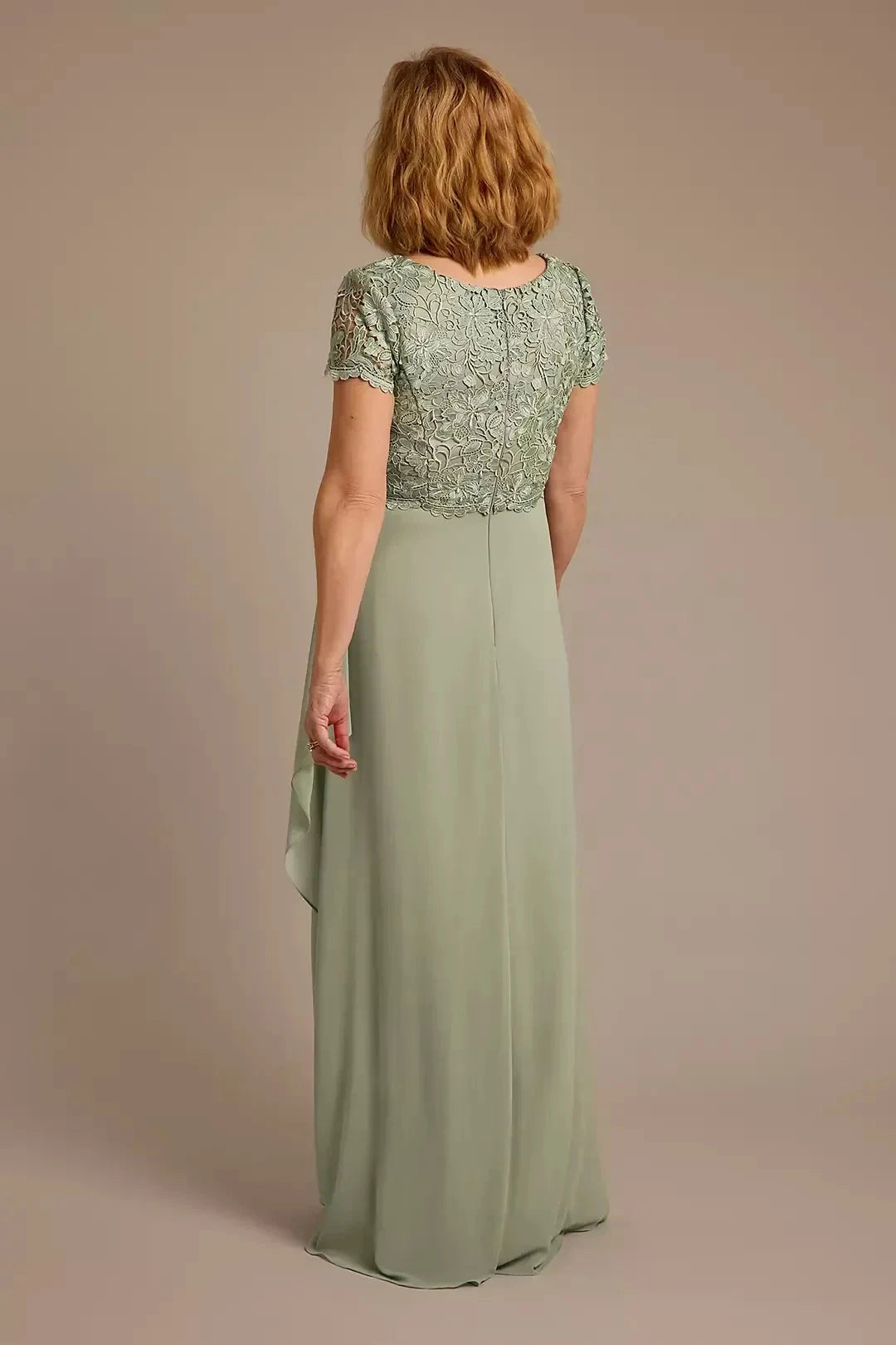 Elegant A Line Square Neck Short Sleeve Lace Back Floor Length Mother of the Bride Dress by YiHuiw