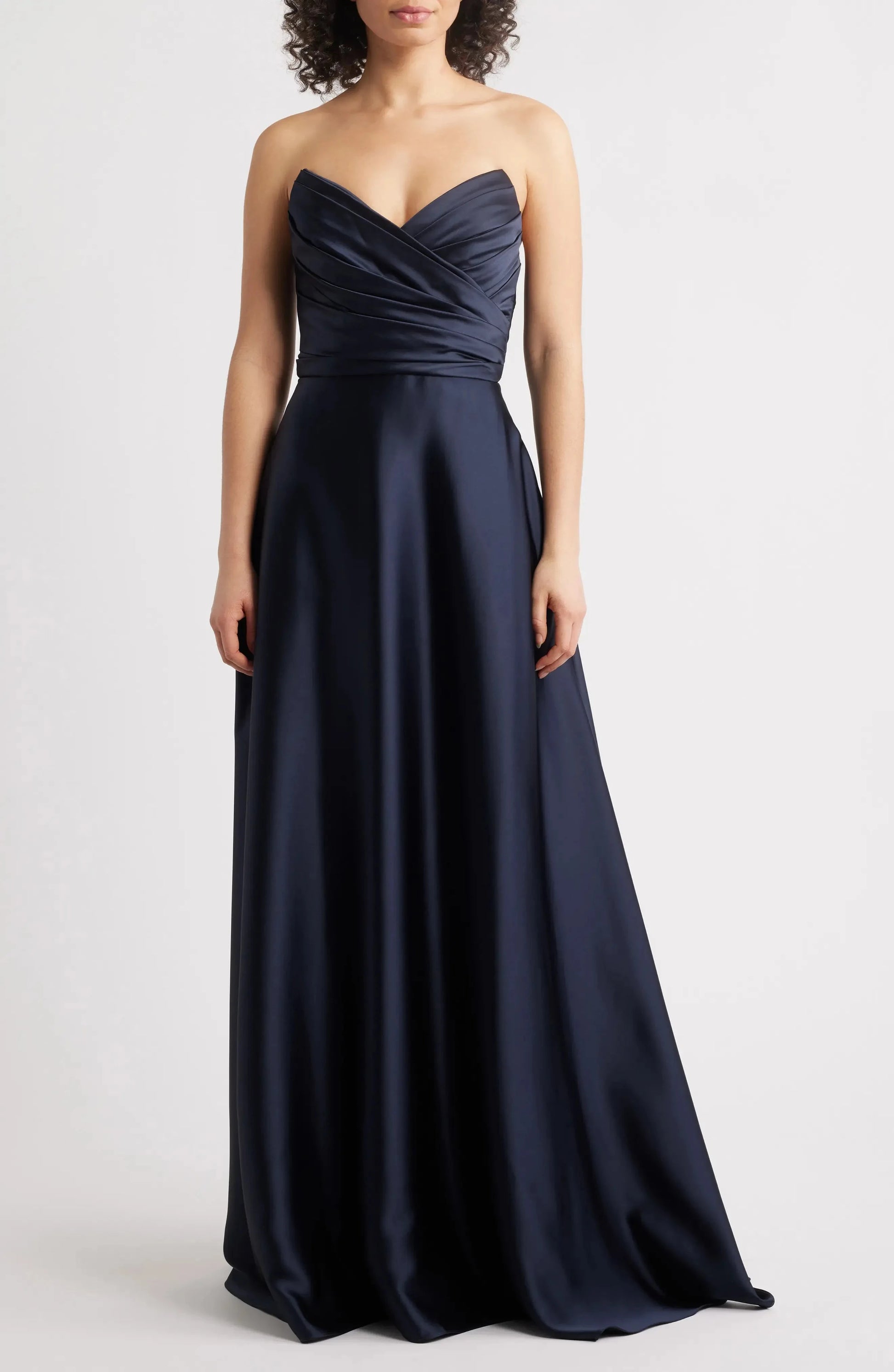 Elegant A-Line Strapless Cross Accent Open Back Maxi For Women Evening Dress by YiHuiw