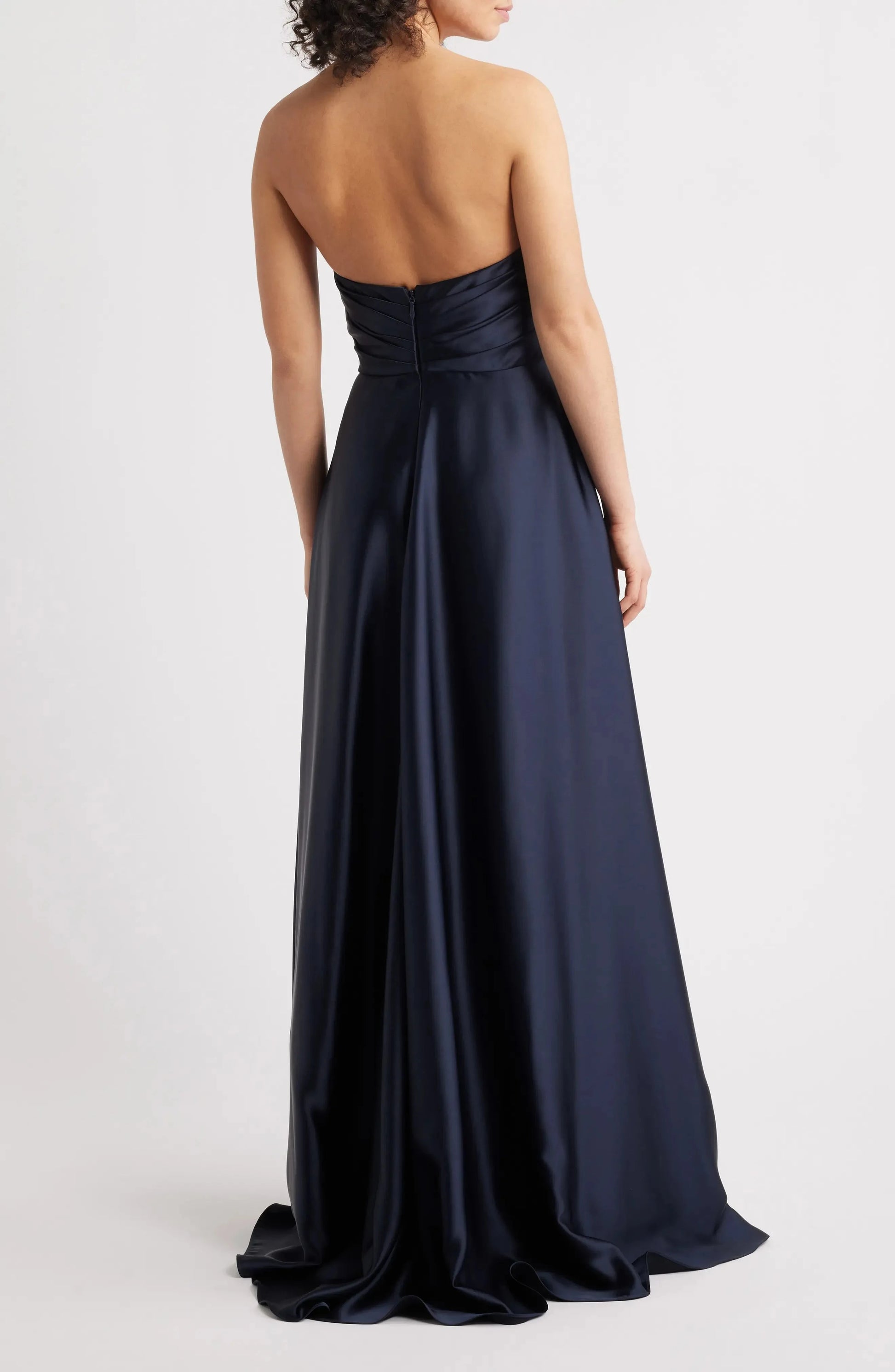 Elegant A-Line Strapless Cross Accent Open Back Maxi For Women Evening Dress by YiHuiw