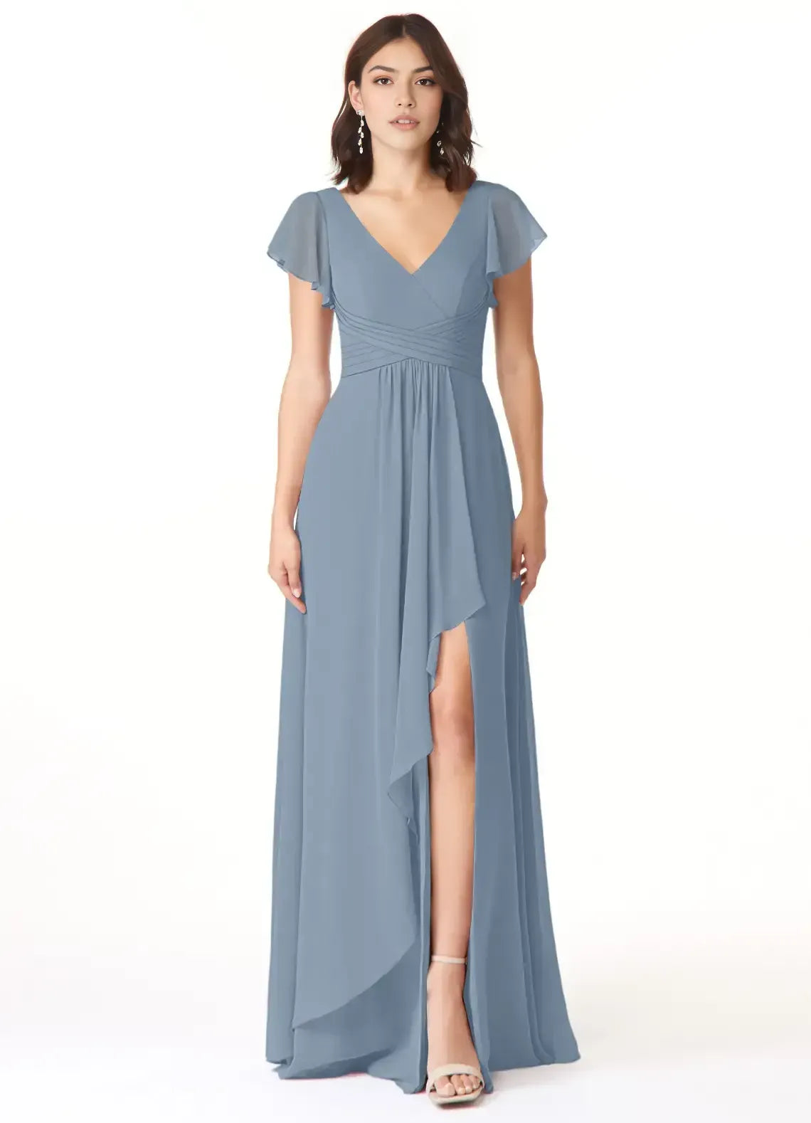 A-Line V-Neck Floor-Length Wedding Dress - Yihuiw by Yihuiw