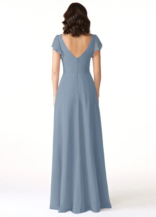 A-Line V-Neck Floor-Length Wedding Dress - Yihuiw by Yihuiw