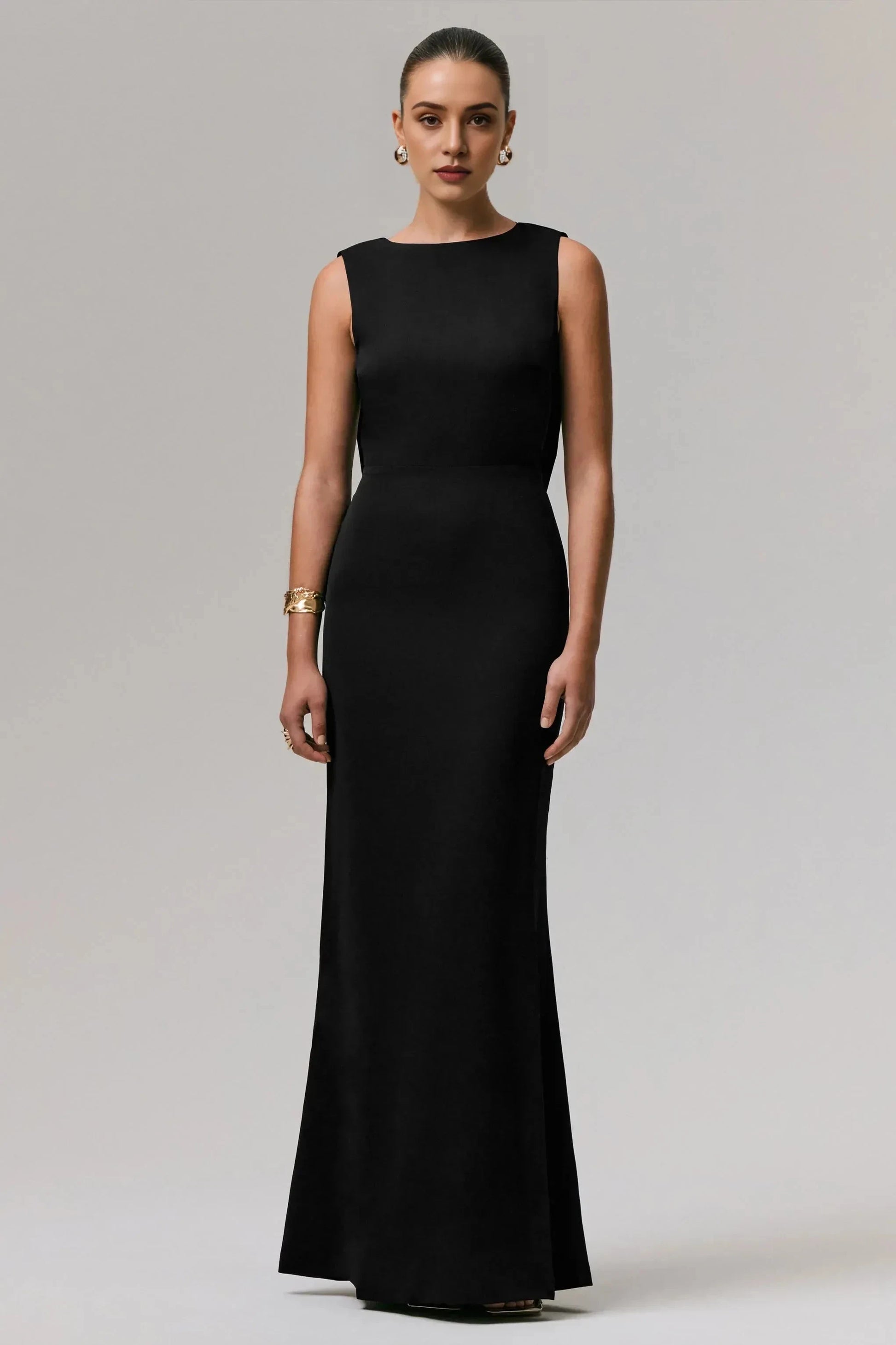 Elegant Mermaid Boat Neck Sleeveless Sheer Lace Back Floor Length Prom Dress by YiHuiw