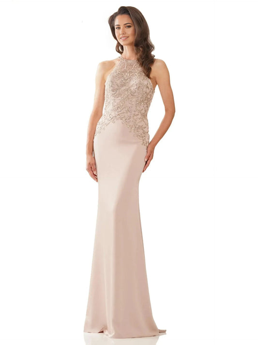 Elegant Mermaid Halter Neck Sleeveless Sheer Back Floor Length Prom Dress by YiHuiw