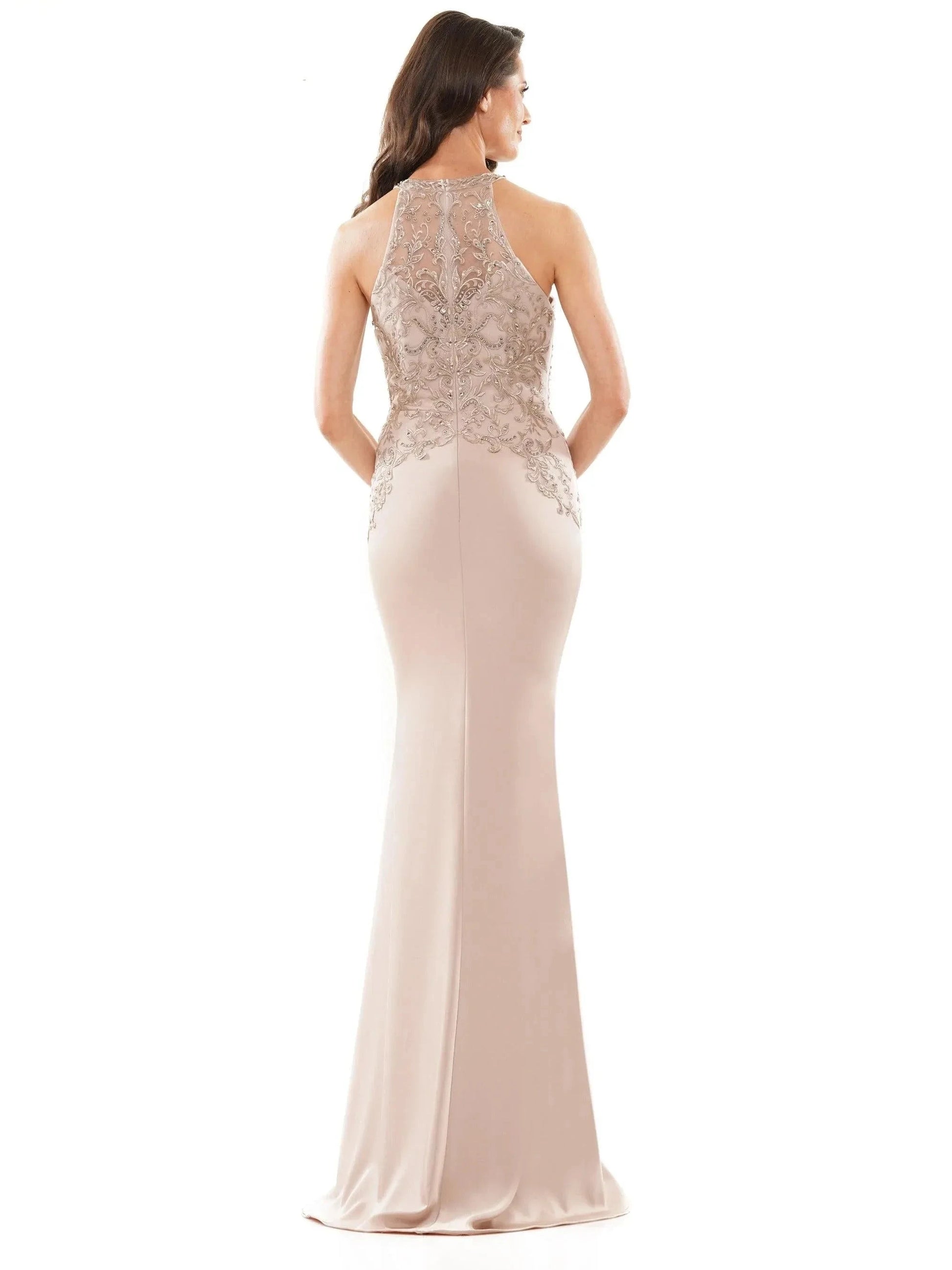 Elegant Mermaid Halter Neck Sleeveless Sheer Back Floor Length Prom Dress by YiHuiw