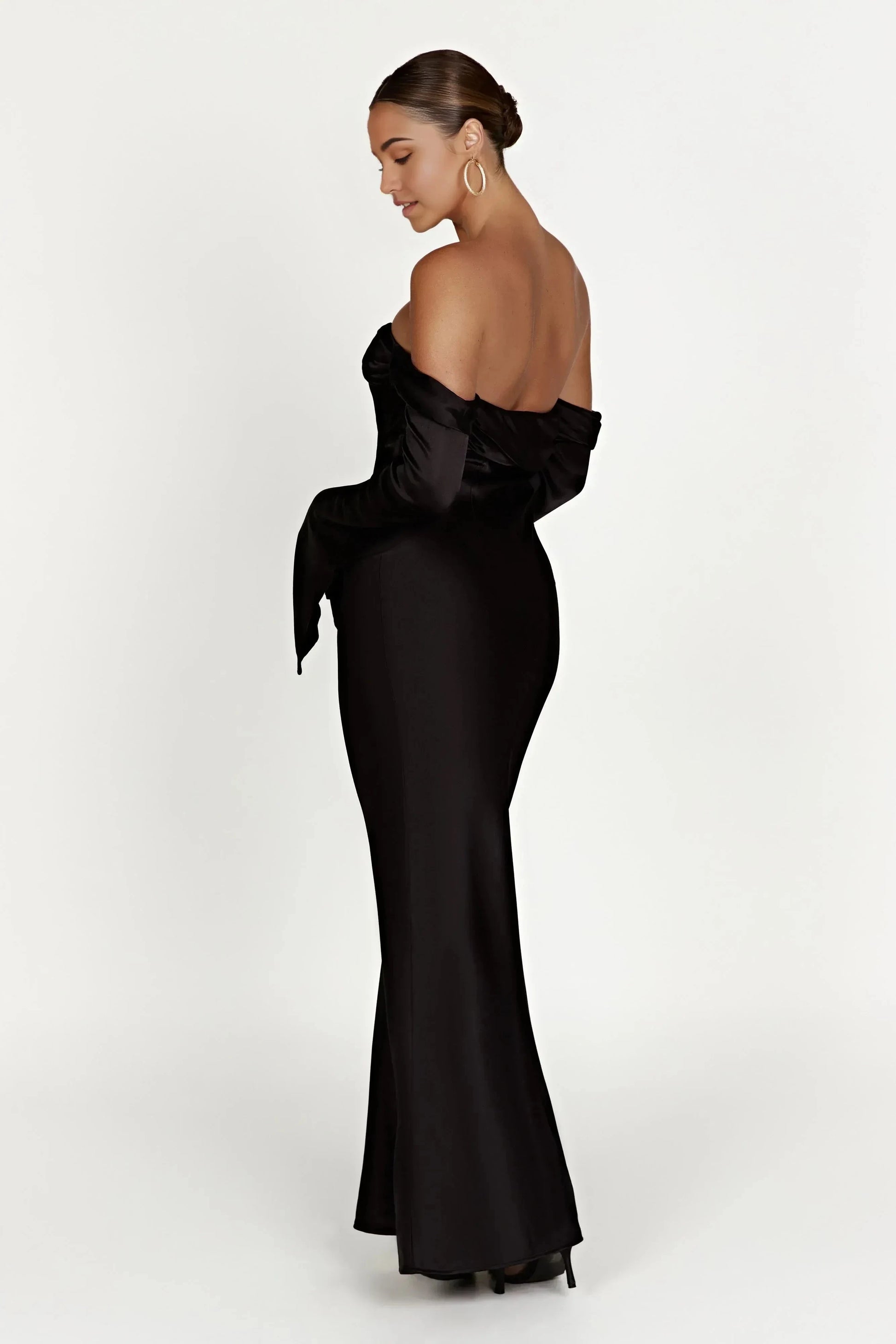 Elegant Mermaid Off Shoulder Long Sleeve Open Back Floor Length Prom Dress by YiHuiw