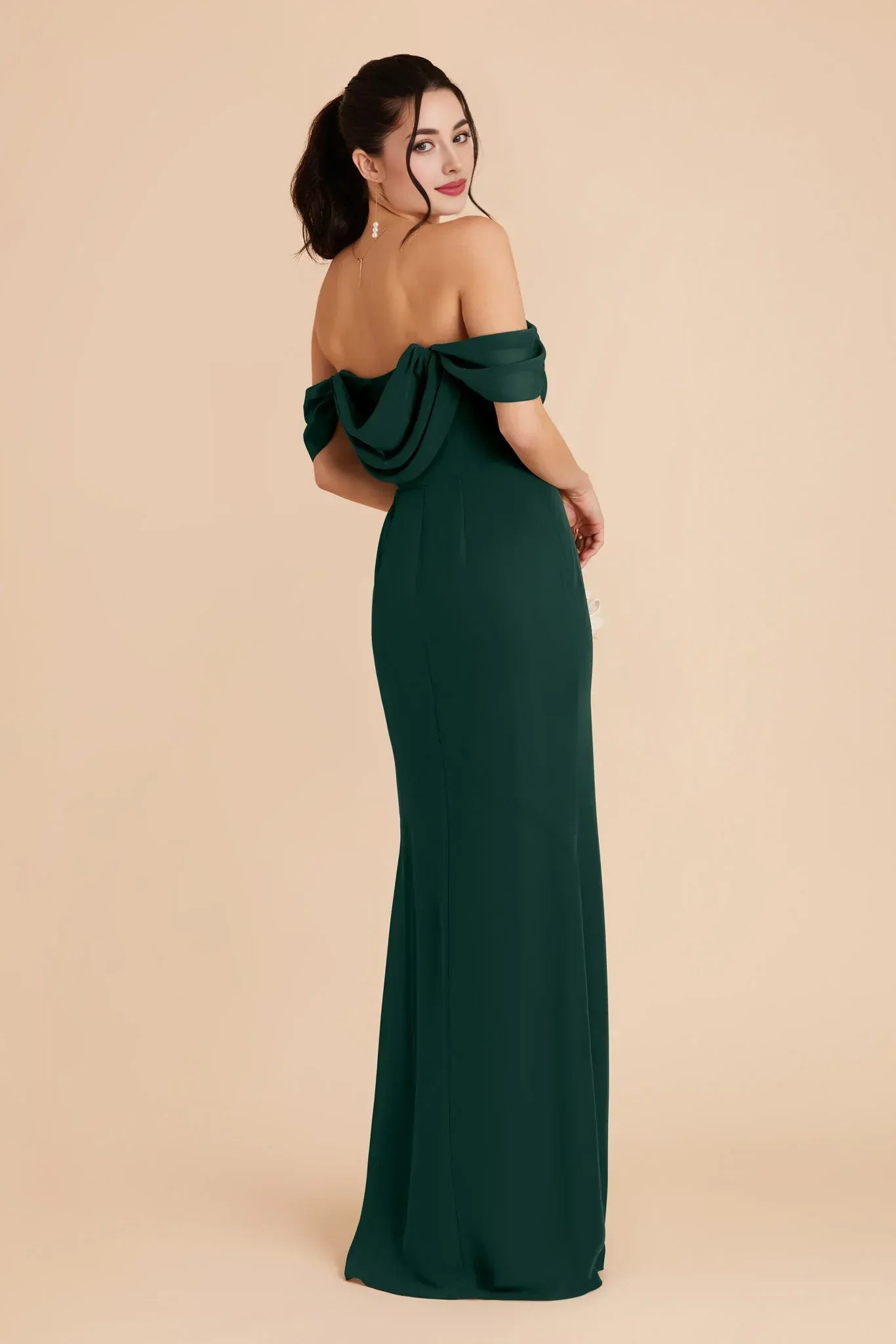 Mermaid Off-Shoulder Short Sleeve Draped Floor-Length Wedding Dress - Yihuiw by Yihuiw