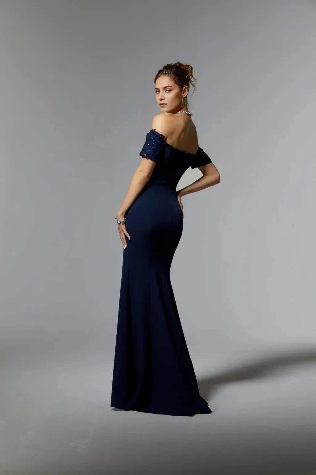Elegant Mermaid Off-Shoulder Short Sleeve Open Back Floor Length Prom Dress by YiHuiw