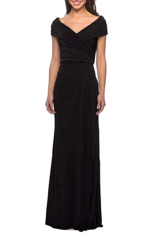 Elegant Mermaid Off-the-Shoulder Short-Sleeve Ruched Back Floor Length For Sale Prom Dress by YiHuiw