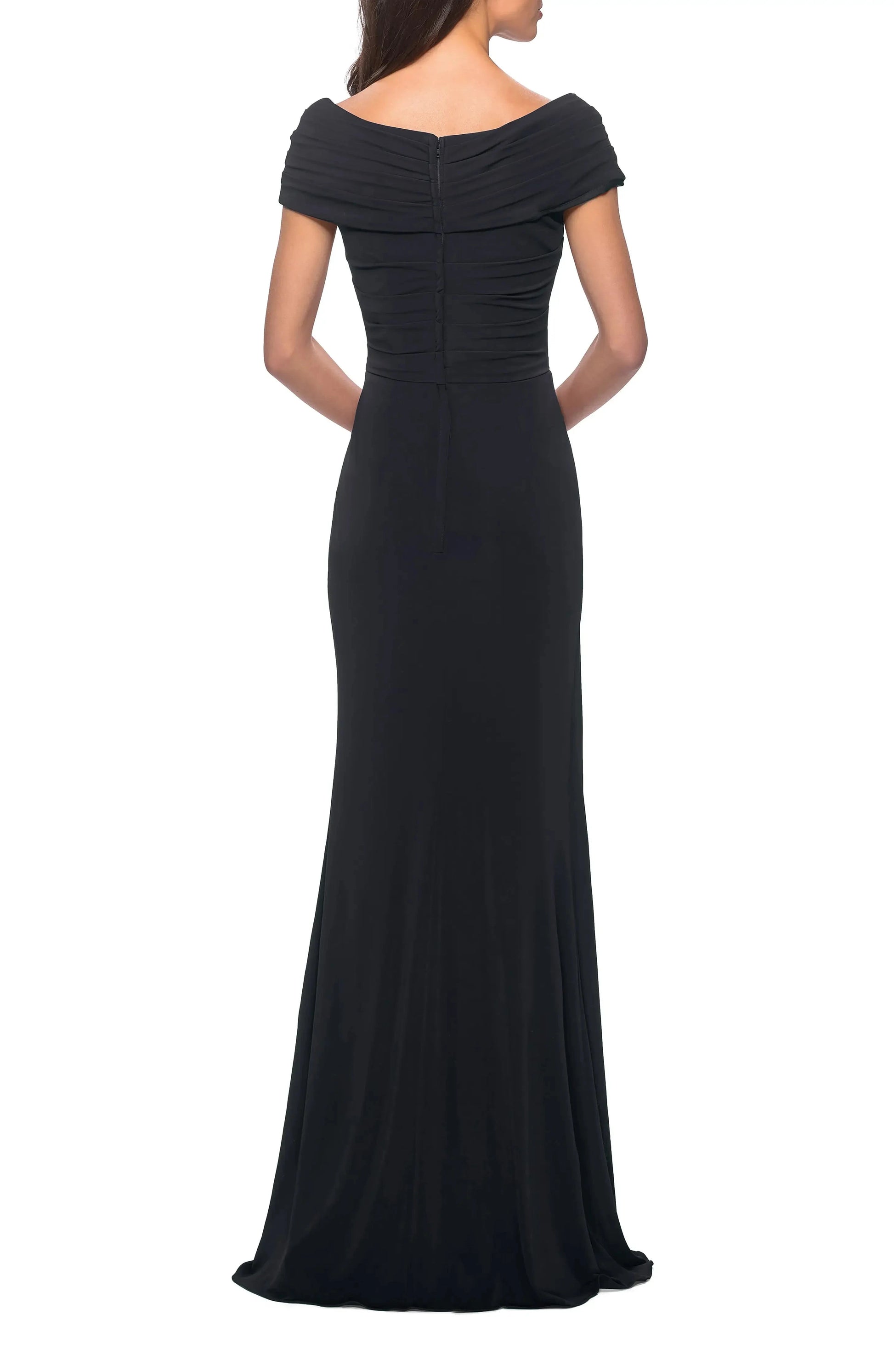 Elegant Mermaid Off-the-Shoulder Short-Sleeve Ruched Back Floor Length For Sale Prom Dress by YiHuiw