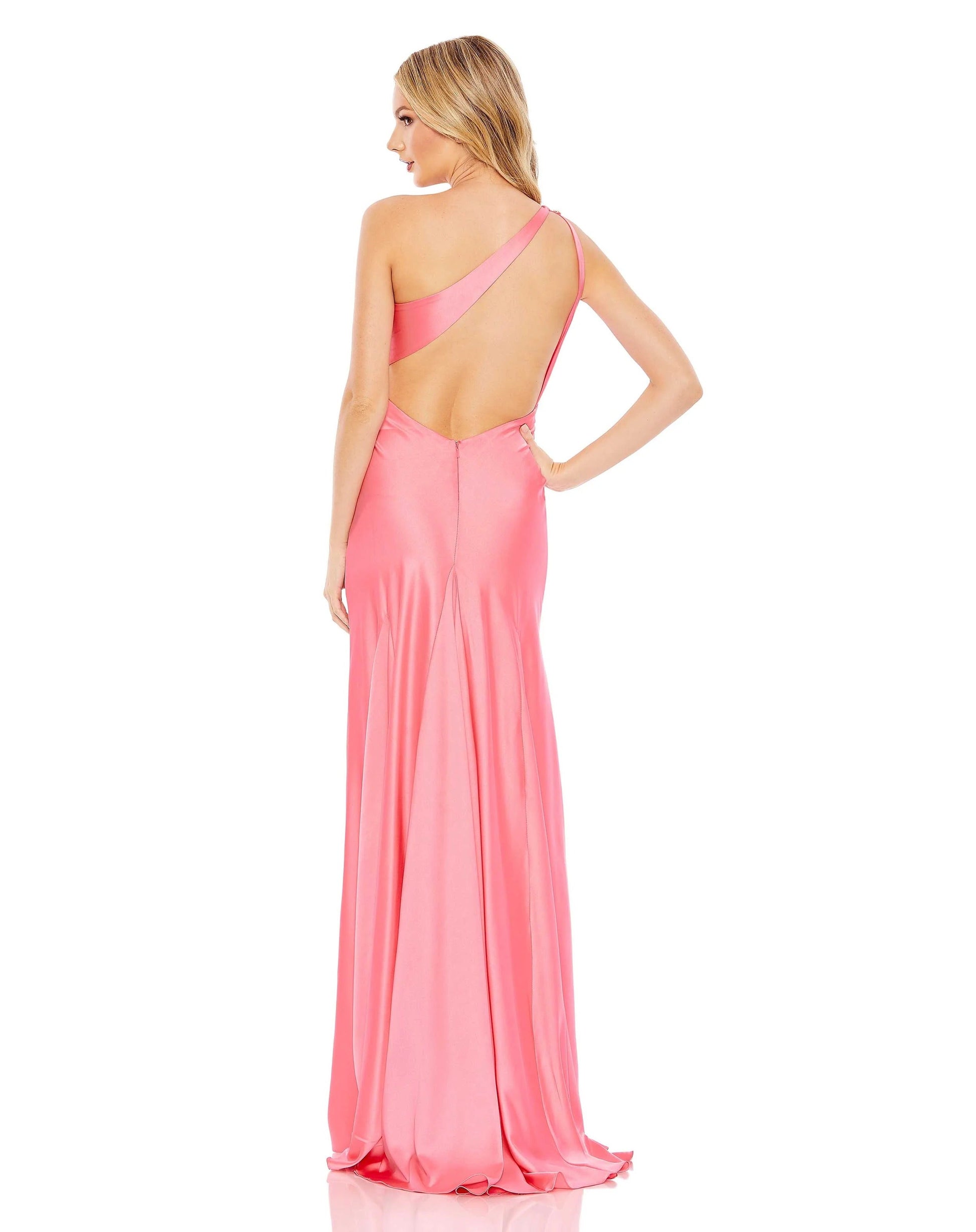 Elegant Mermaid One Shoulder Sleeveless Open Back Floor Length Prom Dress by YiHuiw