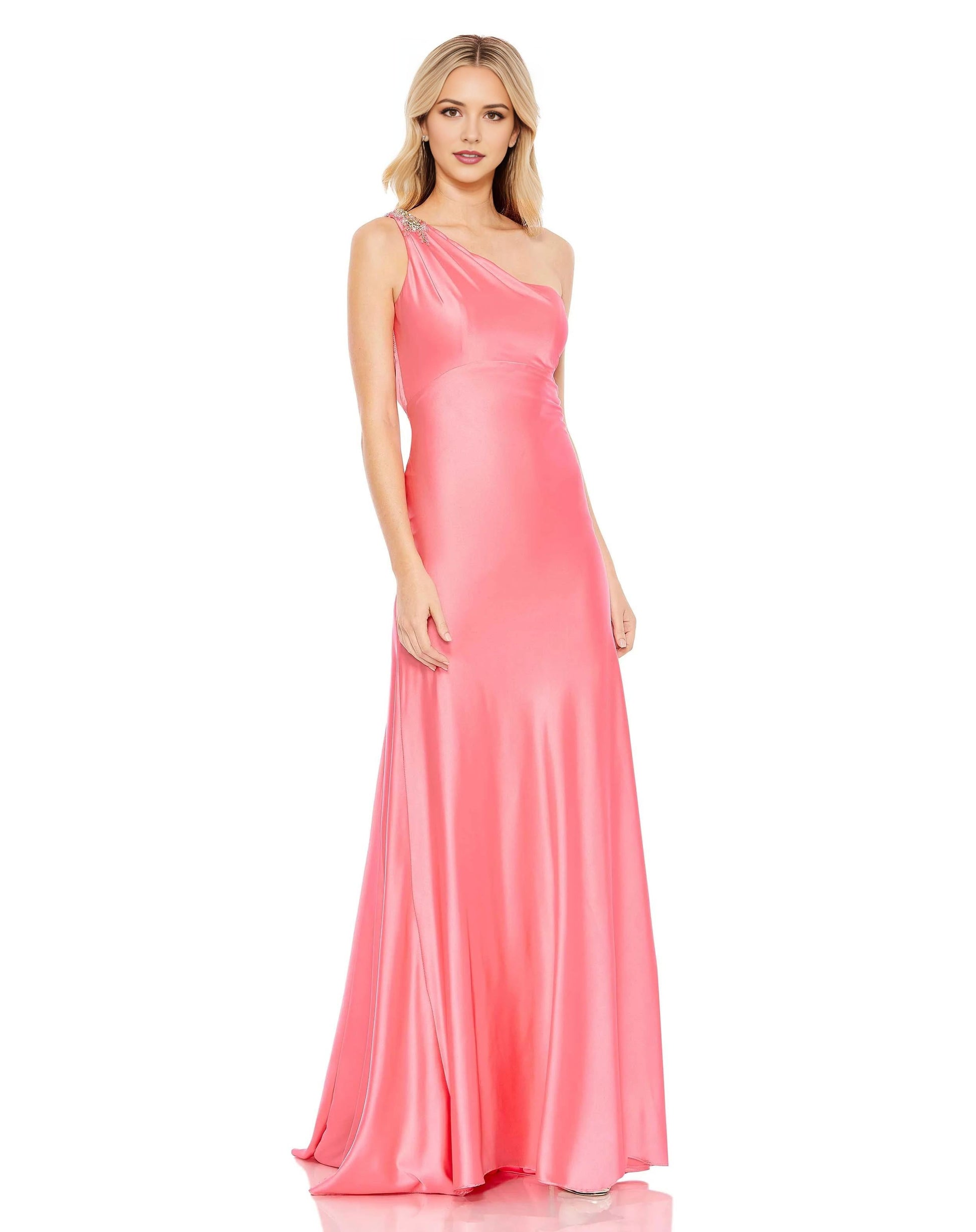 Elegant Mermaid One Shoulder Sleeveless Open Back Floor Length Prom Dress by YiHuiw